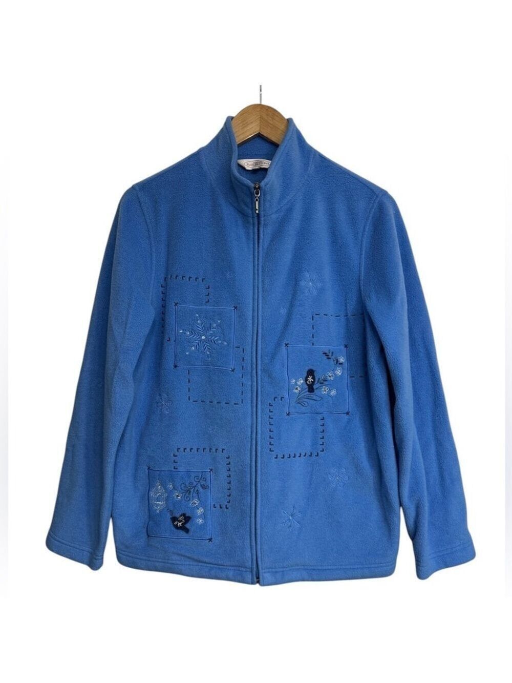Northern Reflections Blue Full Zip Fleece Jacket with Embroidery Size Medium
